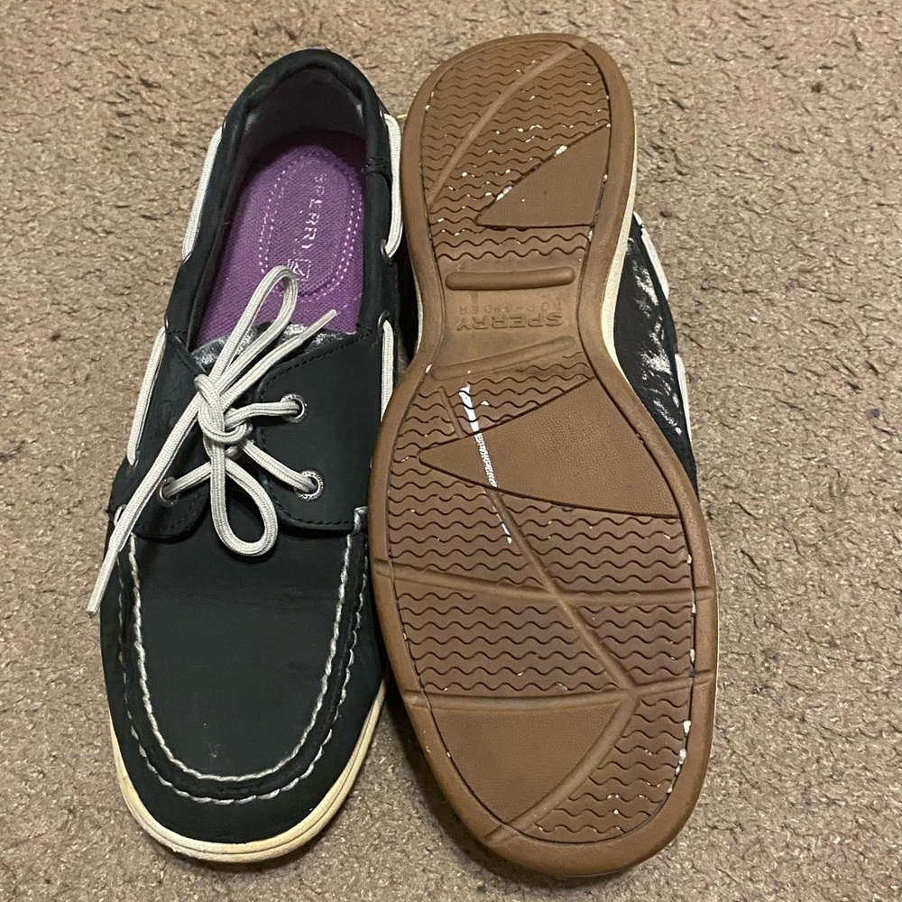 Womens Sperry Top-Sider Intrepid Black Silver Boat Shoes Size 7.5 - Picture 4 of 6
